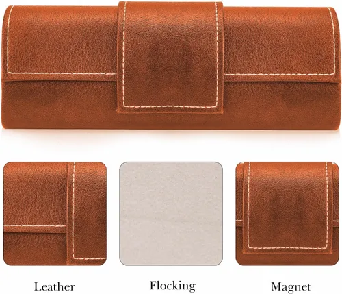 Vista 3 de Linkidea Estuche rígido extra grande para lentes de sol, organizador de almacenamiento de gafas de sol de gran tamaño, Marrón