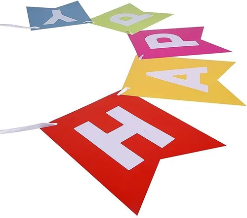 Vista 5 de Fecedy Banderines coloridos de feliz cumpleaños para decoraciones de fiesta de cumpleaños