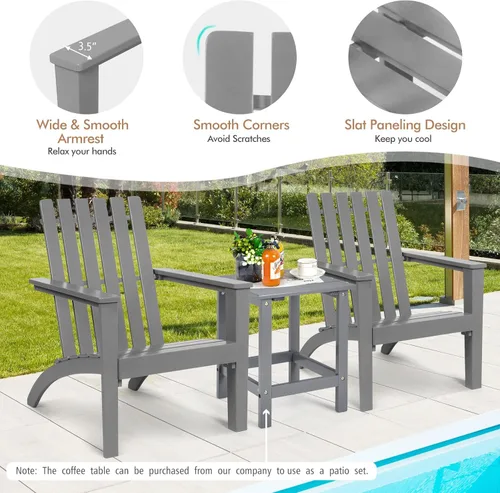Vista 5 de Tangkula Silla Adirondack de madera de acacia para exteriores, resistente a la intemperie, para patio, jardín, terraza, hoguera, muebles de porche