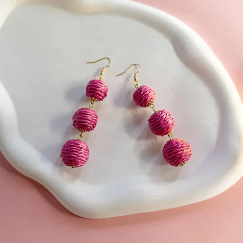 Vista 2 de Yanxyad Thread Ball Dangle Earrings Thread Dangle Earrings Soriee Drop Earrings Beaded Ball Ear Drop