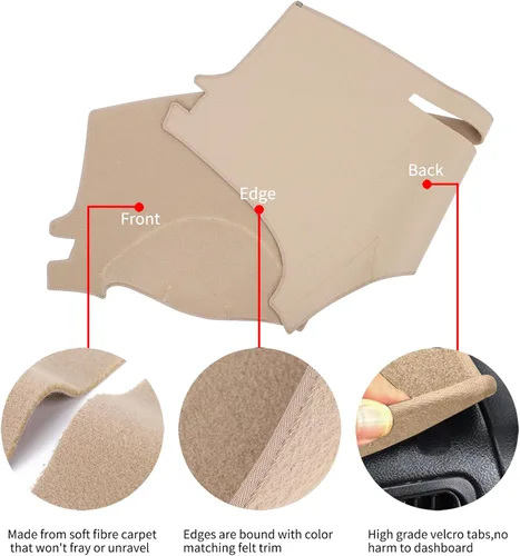 Vista 4 de Protector para tablero de automóvil Compatible con Toyota Sienna 2004 2005 2006 2007 2008 2009 2010 (Beige)