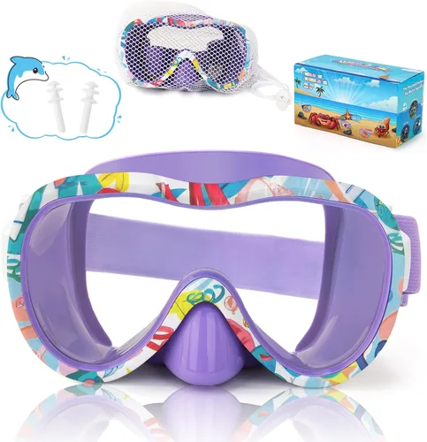 Vista 23 de iGym Gafas de natación para niños, máscara de buceo, máscara de buceo, gafas de natación con cubierta de nariz y correas elásticas cubierta y bolsa