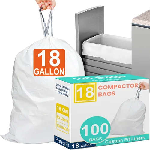 Vista 16 de Code M - 100 bolsas de basura resistentes con cordón reforzado para Reliable1st de 8-12 galones / 40-55 litros compatibles con simpIehuman Code M