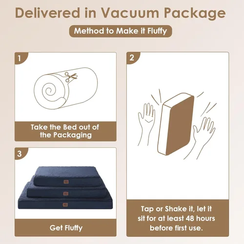 Vista 3 de EHEYCIGA Camas ortopédicas XL para perros extragrandes con funda extraíble lavable, color azul marino, 44 x 32 pulgadas