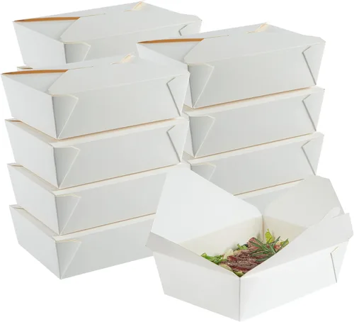 Vista 345 de Restaurantware Bio Tek - Cajas para llevar de 30 onzas, 200 loncheras para llevar, cierre de tabulación, resistentes al calor, desechables, de papel