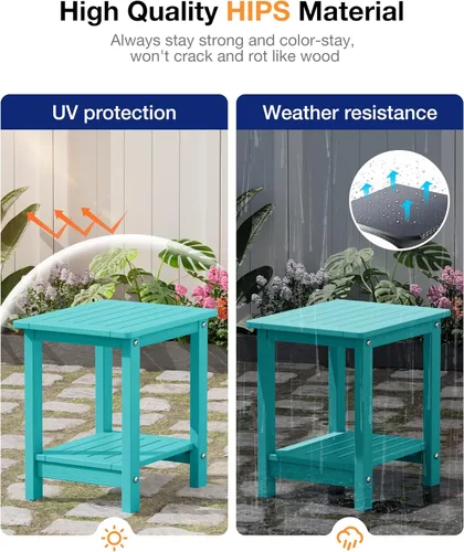 Vista 5 de YEFU Mesa auxiliar de exterior para patio: HIPS de 16 pulgadas resistente a la intemperie, mesas Adirondack resistentes al agua - Mesas auxiliares