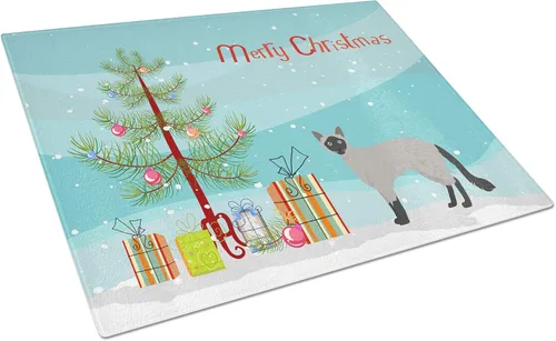 Vista 131 de Caroline's Treasures CK4739LCB Abyssinian Cat Merry Christmas Glass Cutting Board Large Decorative Tempered Glass Kitchen Cutting and Serving Board