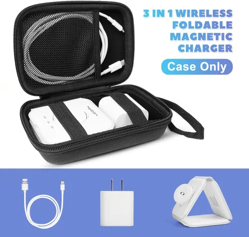 Vista 2 de Funda compatible con UCOMX nano/para Apple MagSafe Duo/para Iseyyox/para Rtops/para LISEN Cargador magnético plegable inalámbrico 3 en 1, fácil
