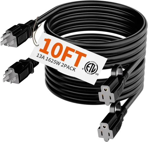 Vista 26 de HUANCHAIN Cable de extensión negro para interiores y exteriores, 3 pies, impermeable, calibre 16/3, flexible, resistente al frío, cable de extensión