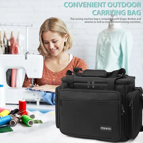 Vista 7 de Estuche de transporte para máquina de coser con múltiples bolsillos de almacenamiento para accesorios, bolsa de almacenamiento universal compatible