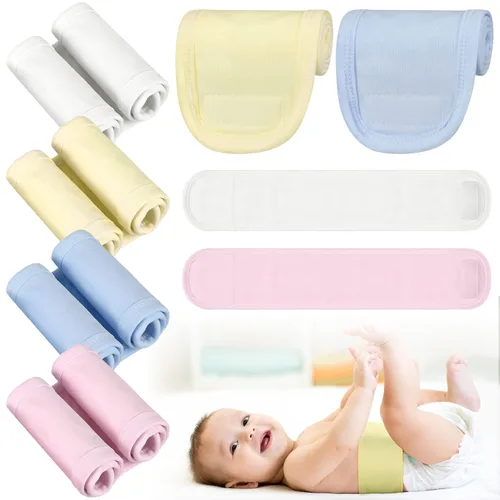 8 piezas de algodón con cordón umbilical para bebé, suave protector de vientre para bebé, banda para ombligo recién nacido, cinturón de ombligo para