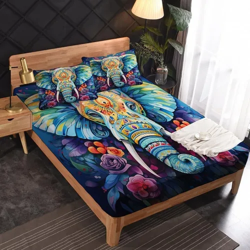 Vista 10 de Juego de sábanas de elefante tamaño individual, sábanas de microfibra suave con bolsillo profundo y patrón sin arrugas, 3 piezas