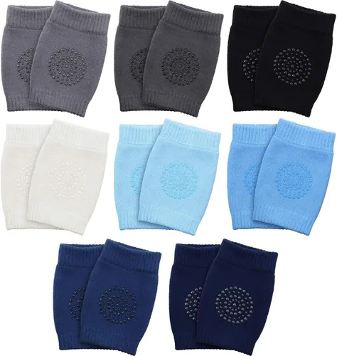 8 pares de rodilleras antideslizantes unisex para bebés, protectores de rodilla para aprender a gatear, calcetines calentadores de piernas