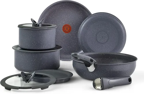 Vista 19 de T-fal Ingenio Essentials - Juego de utensilios de cocina con mango desmontable/extraíble de 11 piezas, granito titanio antiadherente, inducción