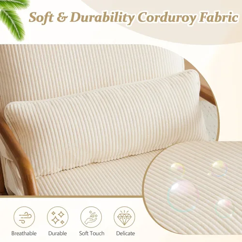 Vista 5 de VINGLI Silla de Acento de Pana Premium Mejorada, Silla con Reposabrazos Tapizada, Cómoda Silla de Lectura de Madera Maciza con Almohada Lumbar