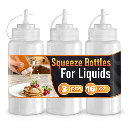 Vista 15 de BURIUS Paquete de 6 botellas pequeñas de 4 onzas para líquidos, botellas transparentes para condimentos exprimibles para salsas, salsa de tomate
