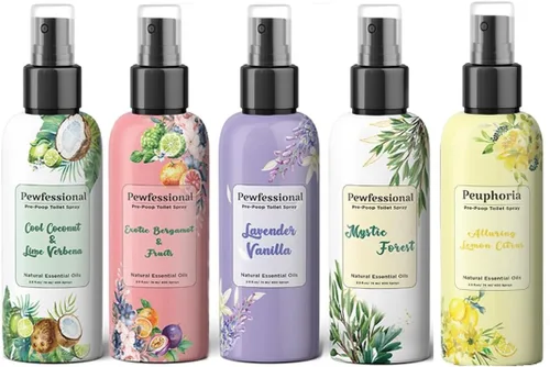 Spray de excremento para inodoro, spray de inodoro Pre Poo, eliminador de olores de baño y ambientador, 2.5 onzas, paquete de 5 unidades de tamaño