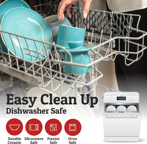 Vista 6 de Priority Chef Recipiente para Mantequilla con Tapa y Línea de Agua, Plato de Mantequilla Francés de Cerámica para Dejar en la Encimera, Turquesa