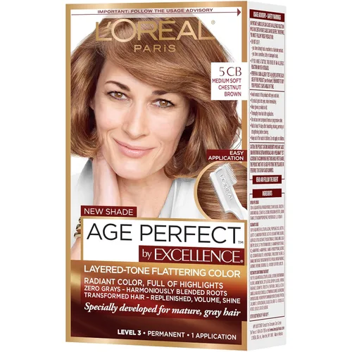 Vista 6 de L'Oreal Paris Excellence Age Perfect - Kit de coloración de tonos degradados, rubio natural medio 5CB