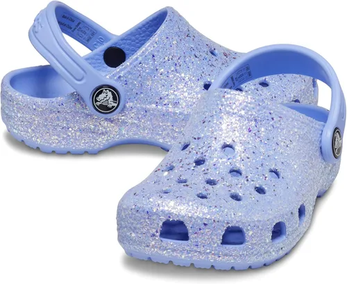 Vista 4 de Crocs Zuecos clásicos con purpurina para niños, Jalea de luna, 5 niño grande