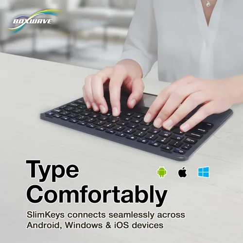 Vista 4 de Teclado BoxWave compatible con Xiaomi 12S Ultra - Teclado Bluetooth SlimKeys con Trackpad, teclado portátil con trackpad para Xiaomi 12S Ultra