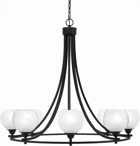 Vista 56 de Toltec Lighting 3408-BN-300 Paramount - Lámpara de araña de 8 luces elevadas, 31 pulgadas de alto y 31.25 pulgadas de ancho, color acabado: níquel