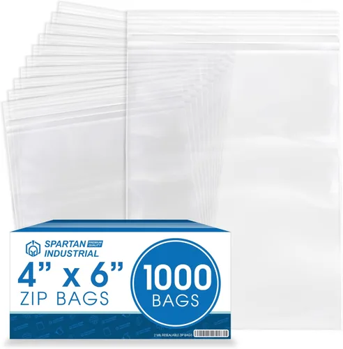 Vista 8 de Spartan Industrial - 1000 unidades de 6 x 9 pulgadas, 2 mil, bolsas de plástico con cremallera transparente con cierre de cierre resellable