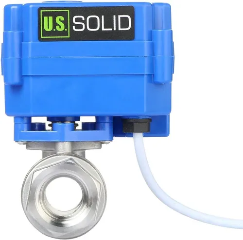 Vista 3 de Válvula de bola motorizada. Válvula de bola de acero inoxidable de 3/4" con puerto completo, 9-24V CC y configuración de retorno automático de 2