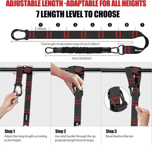 Vista 2 de Pull Up Assistance Bands 260lbs, Heavy Pull Up Bands Resistance Bands for Pull Ups Working Out with Feet Rest, Pull Up Bar Bands Assistance Bands