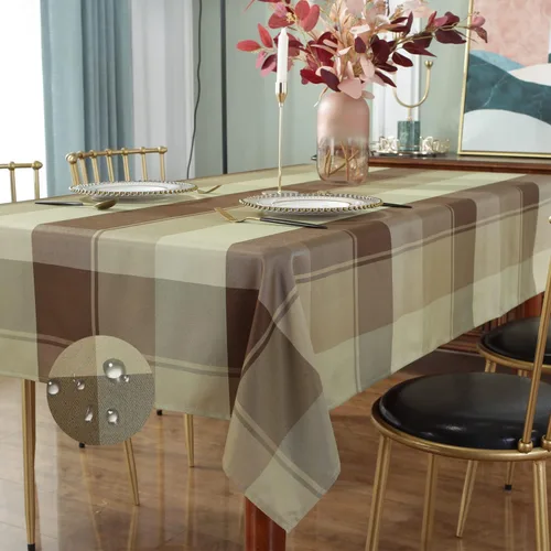 Vista 9 de Mantel rectangular de 52 x 70 pulgadas a cuadros a prueba de derrames, antiencogimiento, suave y resistente a las arrugas, mantel decorativo de tela