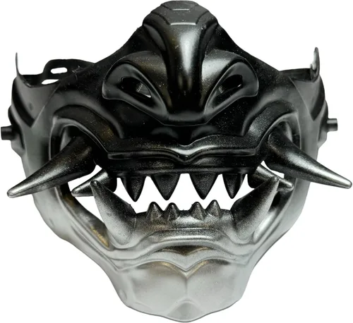 Vista 8 de Máscara japonesa de monstruo Hannya Demon Oni Samurai de media cara (Negro), talla única para la mayoría..