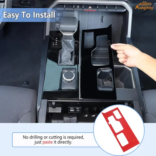 Vista 134 de Aunginsy Marco para panel de cambio de marchas con caja de almacenamiento Compatible con Toyota Tundra/Sequoia 2022-2024 2025 Protector contra