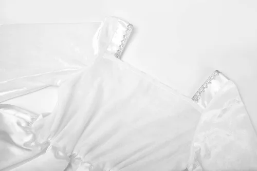 Vista 6 de ReliBeauty Disfraz de ángel para niños, vestido de tul de princesa blanco con alas y halo