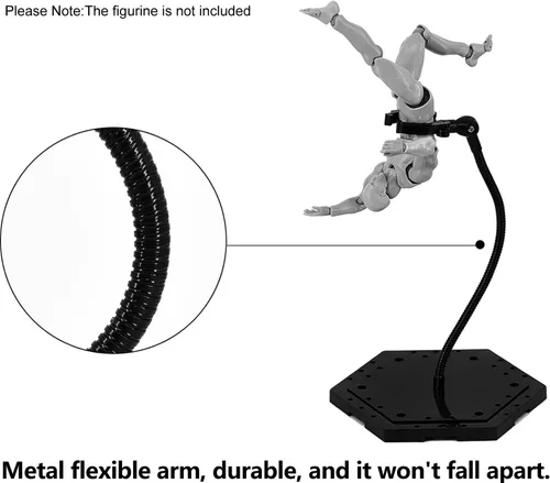 Vista 2 de 3 Pack Black Action Figure Stand,Action Figure Display Holder Stand Base,Compatible with HG RG SD SHF Gundam 1/144 Toy,Doll Stop Motion Holder Stand