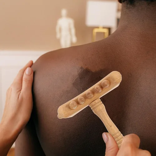 Vista 2 de Beech Guasha Stick for Body Scraping Massage Portable Multi-Functional Massager for Shoulder Neck Back Relief Enhances and Skin Absorption for Adults