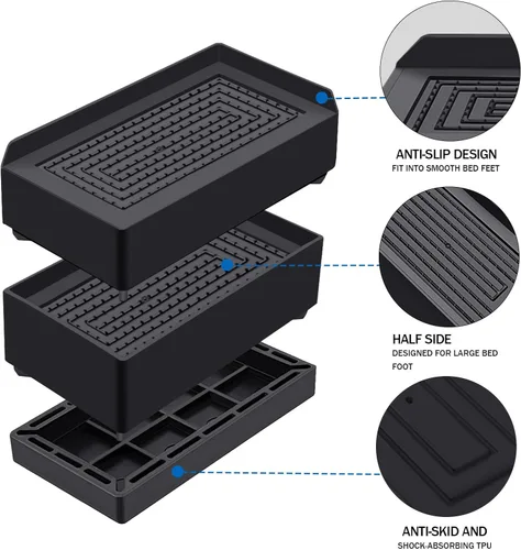 Vista 2 de Elevadores de cama rectangulares, elevadores de muebles ajustables resistentes de 3 pulgadas para cama, sofá, mesa y elevador de sofá, soporta hasta