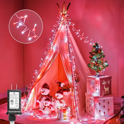 Vista 5 de Minetom Luces de Navidad para Exteriores Luces en Racimo - 500 LED 25 Pies Luces de Cadena de Petardos de Navidad, 12 Modos Temporizador Impermeable