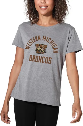 Vista 145 de Colección oficial de camisetas sueltas con logotipo desgastado grande universitario para mujer, jaspeado atlético