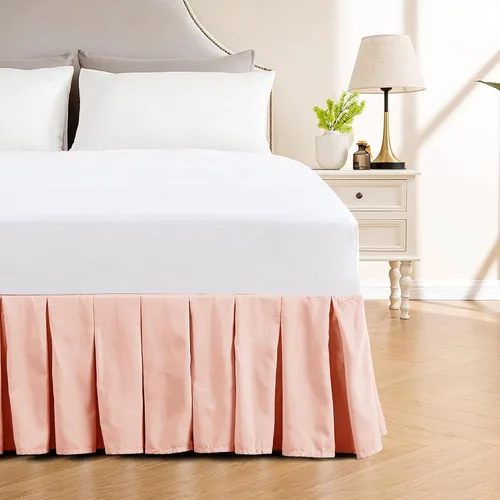 Vista 12 de Home Soft Things Falda de cama clásica de microfibra con volantes, diseño elegante de microfibra sólida envolvente con caída de 14 pulgadas, ropa