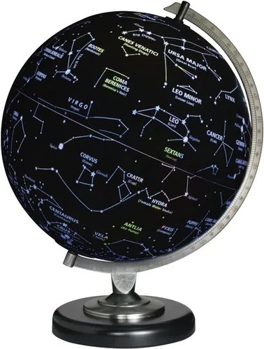 Vista 2 de Replogle Globo iluminado de día/noche, mapa político de 12 pulgadas en el exterior y constelaciones en el interior, fabricado en EE. UU