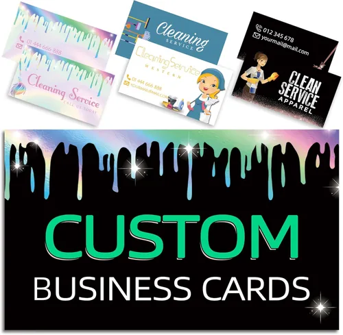 Vista 10 de Tarjetas de visita personalizadas con tu logo, personalizables 100 piezas de impresión de doble cara, personalizadas para pequeñas tarjetas de 300