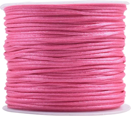 Vista 126 de KONMAY - Cuerda de nailon satinado de seda, 45.72 metros, 0.8mm cola de rata, para nudos chinos, Kumihimo, abalorios, macramé, joyería, Verde manzana