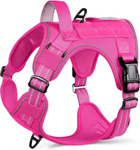 Vista 47 de rabbitgoo - Arnés para perros pequeño sin tirones, chaleco táctico de servicio con Molle y asa de control, arnés militar ajustable y reflectante