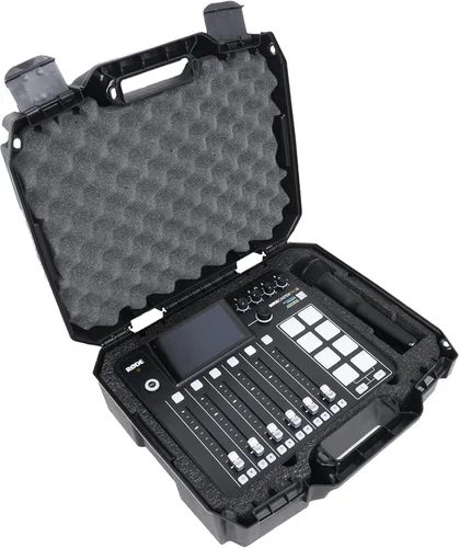 Case Club Estuche rígido de transporte, se adapta a micrófonos y cables inalámbricos RODECaster Pro 2, 2 - Funda con cerradura con espuma precortada