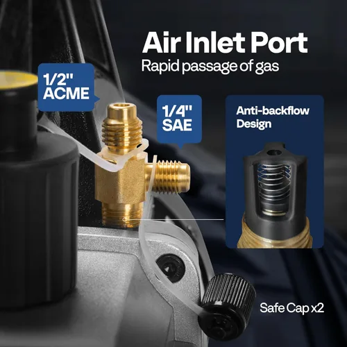 Vista 3 de VIVOHOME Bomba de vacío de HVAC de 1 etapa mejorada de 4CFM 1/3 HP y medidor de colector de CA de 4 vías con detector de fugas mangueras de 5 pies