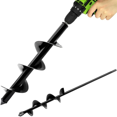 Vista 10 de TCBWFY Broca de barrena de 2x32 pulgadas para plantar – Barrena plantadora de jardín de mango largo fácil – Barrenas para bulbos y plantas