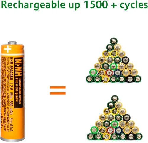 Vista 6 de Paquete de 6 pilas AAA recargables HHR-55AAABU NI-MH de 1,2 V para Panasonic 550 mAh batería para teléfonos inalámbricos