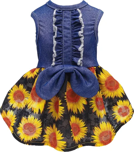 Vista 10 de Fitwarm Lemon - Vestido de mezclilla para perro, ropa para perros pequeños y niñas, traje de gato para mascotas, azul, blanco, amarillo, verde, XXS