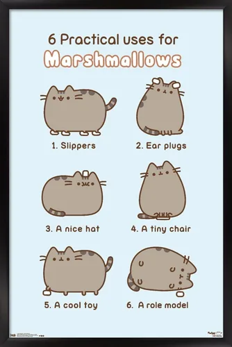 Vista 9 de Trends International Pusheen - Póster de pared de malvavisco, 14.725 x 22.375 pulgadas, versión enmarcada de madera de granero