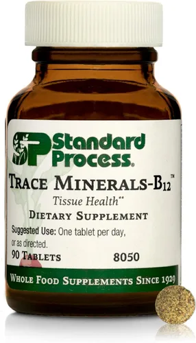 Standard Process Trace Minerals-B12 - Bazo de alimentos integrales, salud ósea, apoyo inmunológico, metabolismo y apoyo tiroideo con manganeso,